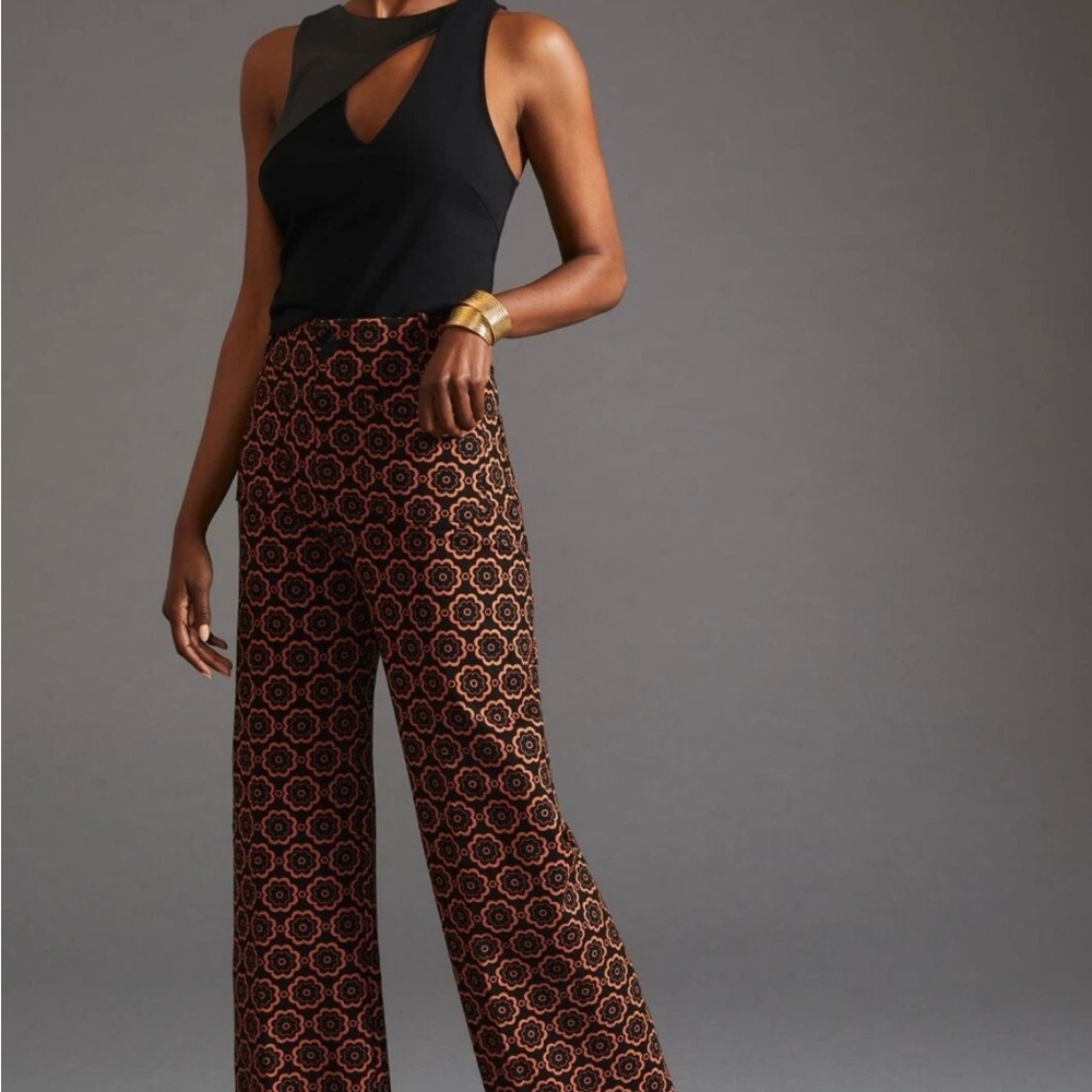 NWT Maeve by Anthropologie The Colette Crop Wide Leg Ponte Pants